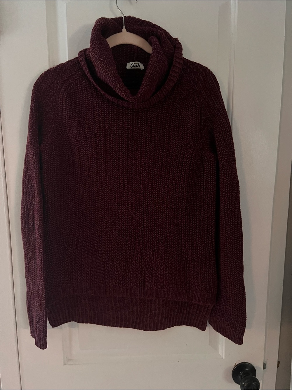 Chunky Cowl Neck Sweater in Burgundy - Picture 9 of 10